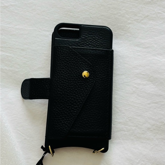 Bandolier Black Leather Phone Case with Book-Style Design - Picture 3 of 4